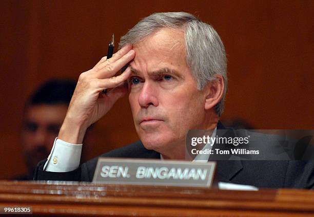 Sen. Jeff Bingaman, D-N.M., listens to testimony at a Senate Democratic Policy Committee Hearing on pre-war intelligence relating to Iraq. Lawrence...