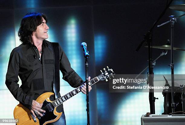 Singer Luciano Ligabue performs at the 'Che Tempo Che Fa' television Show at Rai Studios on May 16, 2010 in Milan, Italy.