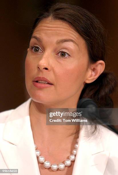 Actress Ashley Judd testifies before a Senate Foreign Relations Committee hearing, Thursday, which looked at the future of HIV/AIDS and an the...
