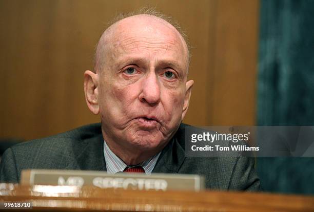 Sen. Arlen Specter, R-Pa., ranking member of the Senate Judiciary Committee makes an opening statement at a hearing on oversight of the Department of...