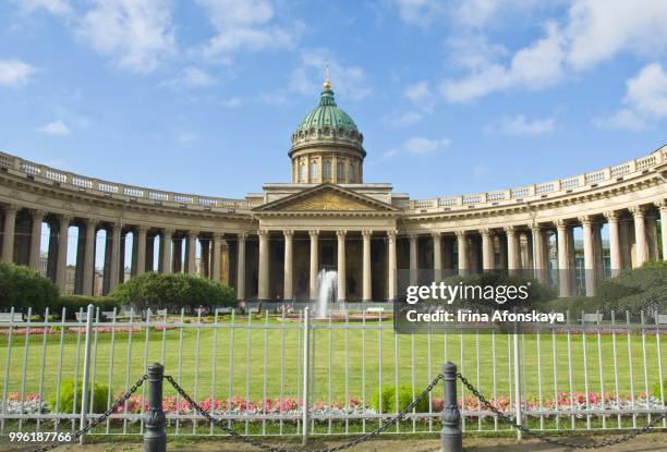 kazan cathedral, kazanskiy kafedralniy sobor, or cathedral of our lady of kazan, saint petersburg, russia - kazan cathedral st petersburg stock pictures, royalty-free photos & images