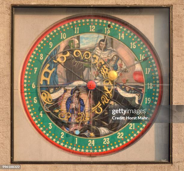 astronomical clock, clock tower at the atrio de america, mexico city, federal district, mexico - mexico city clock tower stock pictures, royalty-free photos & images