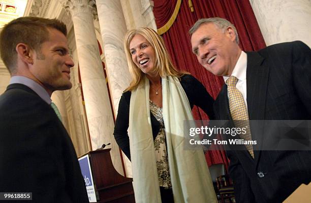 Sen. Jon Kyl, R-Ariz., right, talks with Childhelp celebrity ambassadors Casper Van Dien and Catherine Oxenberg during a luncheon held by the...