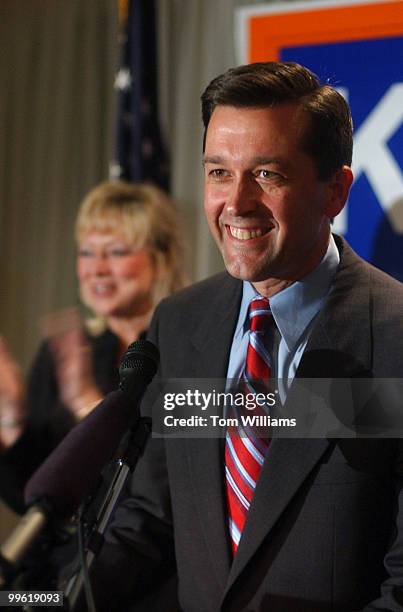 Jerry Kilgore, republican candidate for governor of Virginia, speaks at a rally in support of his candidacy, held at the Army-Navy Country Club in...