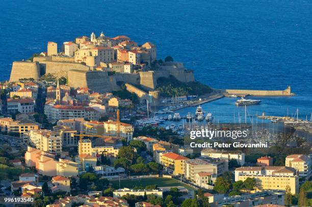 the town of calvi with citadel and marina, haute-corse, corsica, france - オート＝コルス県 ストックフォトと画像