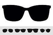 Sunglasses Sign Icon Symbol. Vector Isolated Silhouette on White Background. Vector Set. Graphic Design Element