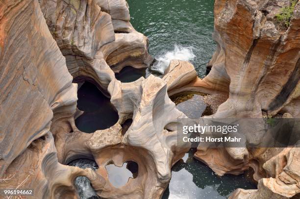 bourke's luck potholes, washouts and potholes, in dolomite rock, blyde river canyon nature reserve, mpumalanga province, south africa - blyde river canyon stock pictures, royalty-free photos & images