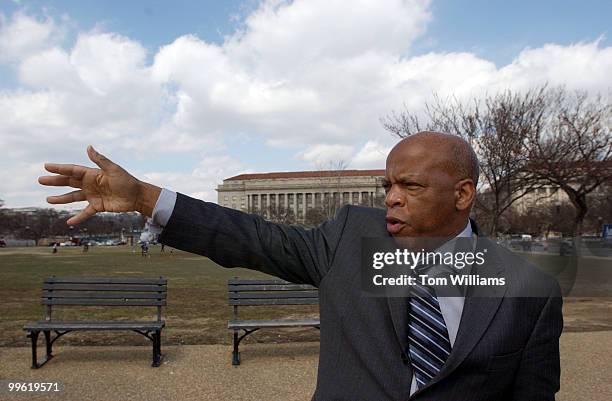 Rep. John Lewis, D-Ga., visits possible sites for the National Museum of African American History and Culture. This location is at 14th and...