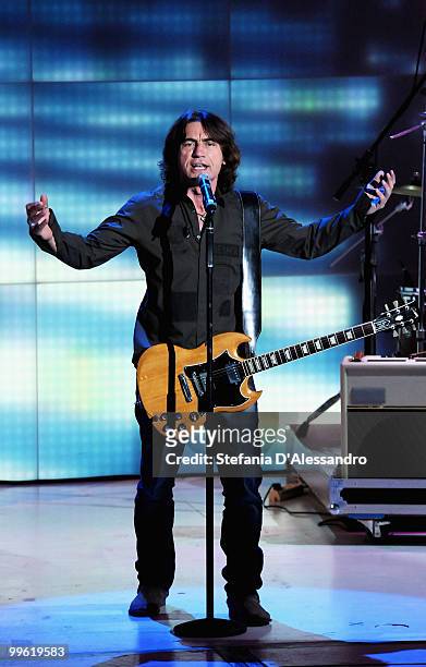 Singer Luciano Ligabue performs at the 'Che Tempo Che Fa' television Show at Rai Studios on May 16, 2010 in Milan, Italy.