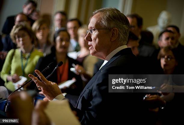 Senate Majority Leader Harry Reid, D-Nev., speaks to the media after the senate luncheons, June 16, 2009.