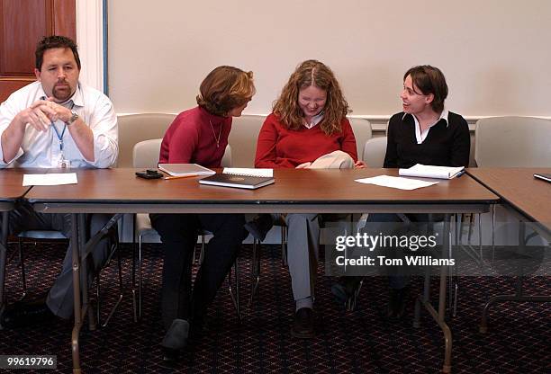 Legislative Directors from left, Charles Cogar with Don Young, R-Alaska, Jennifer Thompson with Robin Hayes, R-N.C., Erica Striebel with Ander...