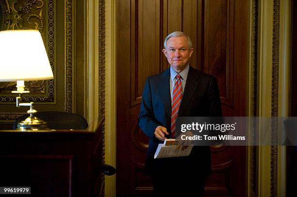 Sen. Jeff Sessions, R-Ala., leaves the republican luncheon, June 23, 2009.