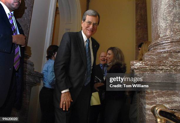 Senate Minority Whip Trent Lott, R-Miss., leaves a media gaggle after the senate luncheons.