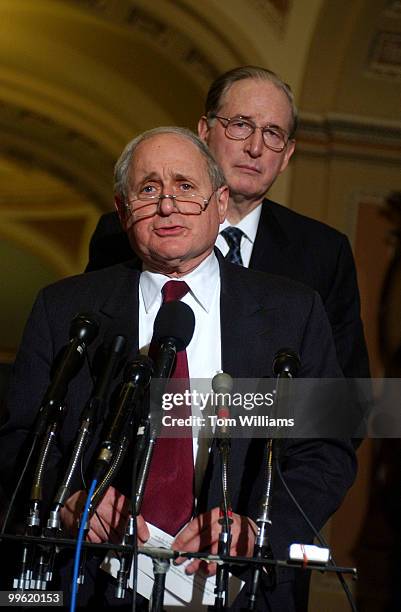 Sens. Carl Levin, D-Mich., left, and John D. Rockefeller, D-W.V., speak to the media after the Senate Luncheons.