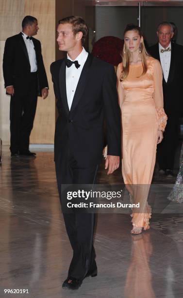 Pierre Casiraghi and Countess Beatrice Borromeo arrive at the Monaco Formula One Grand Prix dinner at the Monte Carlo sporting on May 16, 2010 in...