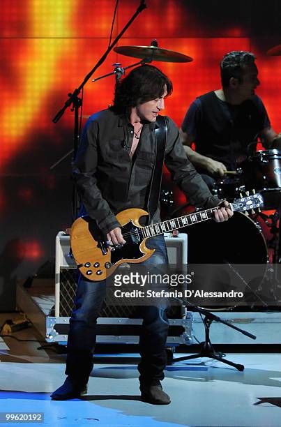 Singer Luciano Ligabue performs at the 'Che Tempo Che Fa' television Show at Rai Studios on May 16, 2010 in Milan, Italy.