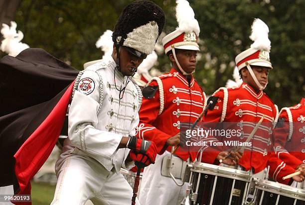 Arnell Diggs, drum major for Dunbar High School Marching Pride, perform during a rally in Upper Senate Park, for more than 600 members of Mothers...