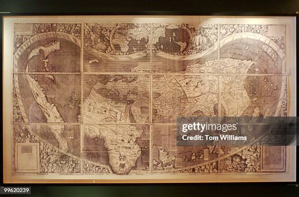 For the first time, a reproduction of the 1507 world map by cartographer Martin Waldseemuller, which gave the name "America" to the new lands...