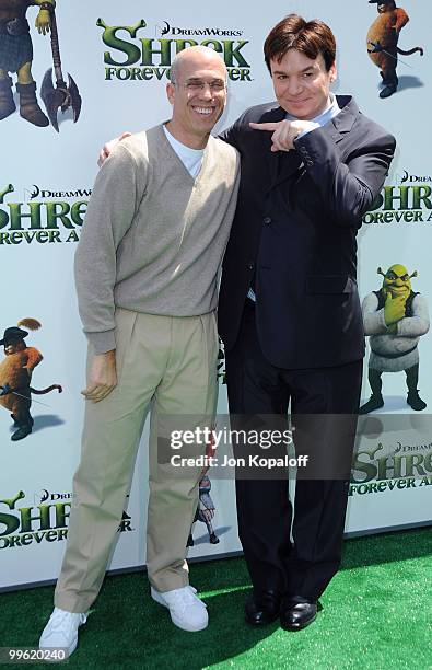 DreamWorks' Jeffrey Katzenberg and actor Mike Myers arrive at the Los Angeles Premiere "Shrek Forever After" at Gibson Amphitheatre on May 16, 2010...