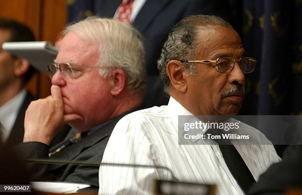 Reps. James Sensenbrenner, R-Wis., and John Conyers, D-Mich., attend a full committe mark up directing the Attorney General to transmit to the House...