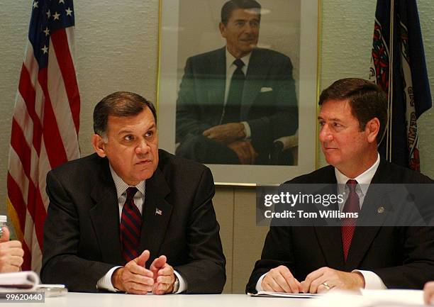 Sen. George Allen, R-Va., right, endorsed HUD Secretary Mel Martinez, for the Sen. Bob Graham's Florida Senate seat.