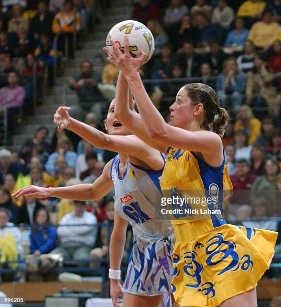 Jane Altschwager of the Swifts in action during the Commonwealth Bank Trophy Netball Grand Final between the Sydney Swifts and the Adelaide...