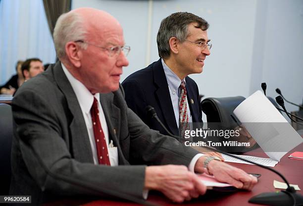 Reps. Vernon Ehlers, R-Mich., left, and Rush Holt, D-N.J., prepare to make an opening statements at the Member's Day hearing to hear testimony from...