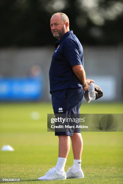 Cheltenham Town FC manager Gary Johnson during the Pre-Season Friendly between Bristol City v Cheltenham Town on July 10, 2018 in Weston-Super-Mare,...