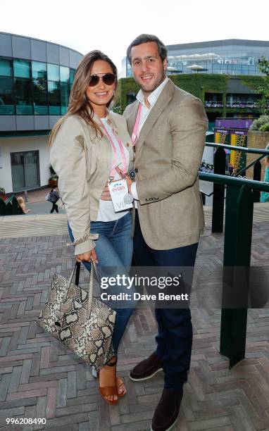 Sam Faiers and Paul Knightley attend the evian Live Young Suite at The Championship at Wimbledon on July 11, 2018 in London, England.