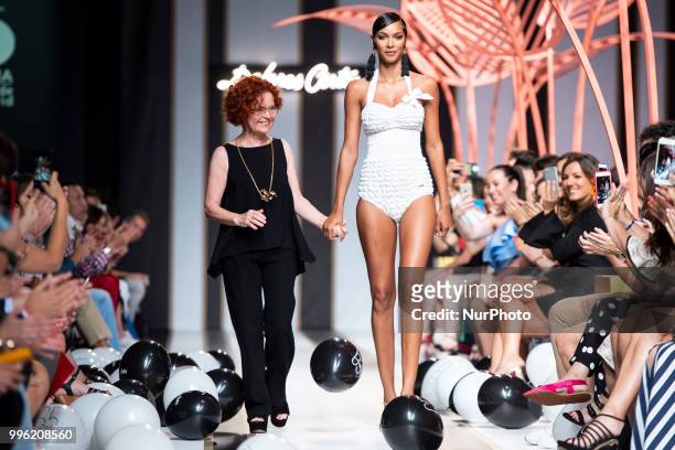 Model walks the runway at the 'Dolores Cortes' catwalk during the Mercedes-Benz Madrid Fashion Week Spring/Summer in Madrid, Spain. July 10, 2018.