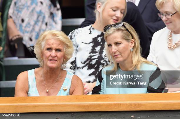 Gill Brook and Sophie, Countess of Wessex attends day nine of the Wimbledon Tennis Championships at the All England Lawn Tennis and Croquet Club on...