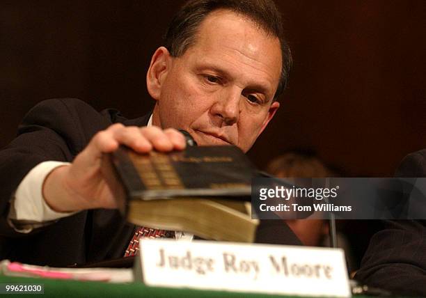 Judge Roy Moore, former Chief Justice, Supreme Court of Alabama, prepares to testify before a Subcommittee on the Constitution, Civil Rights, and...