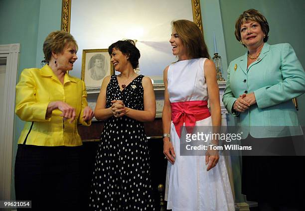 Actress and author Janine Turner, second from left, talks with Rep. Kay Granger, R-Texas, as Rep. Ellen Tauscher, D-Calif., right, and Susan Allen,...
