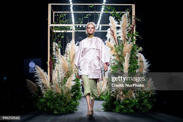 Model walks the runway at the 'Inunez' catwalk during the Mercedes-Benz Madrid Fashion Week Spring/Summer in Madrid, Spain. July 10, 2018.