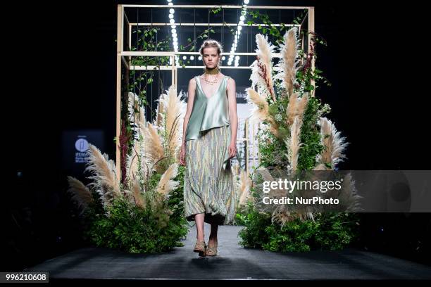 Model walks the runway at the 'Inunez' catwalk during the Mercedes-Benz Madrid Fashion Week Spring/Summer in Madrid, Spain. July 10, 2018.