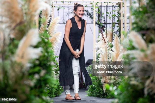 Designer Isabel Núñez de Armas at the 'Inunez' catwalk during the Mercedes-Benz Madrid Fashion Week Spring/Summer in Madrid, Spain. July 10, 2018.