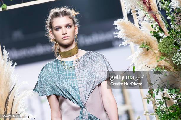 Model walks the runway at the 'Inunez' catwalk during the Mercedes-Benz Madrid Fashion Week Spring/Summer in Madrid, Spain. July 10, 2018.