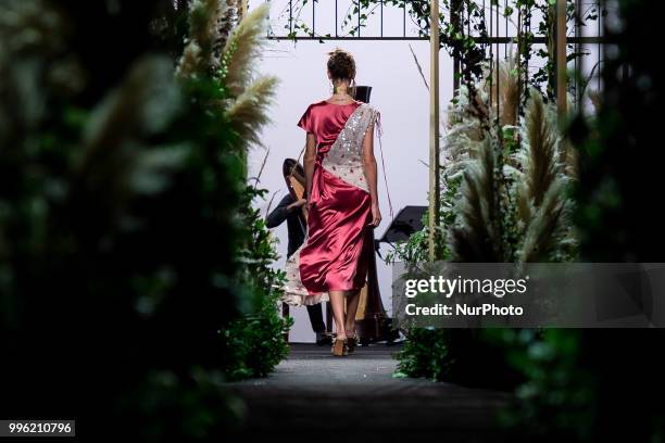 Model walks the runway at the 'Inunez' catwalk during the Mercedes-Benz Madrid Fashion Week Spring/Summer in Madrid, Spain. July 10, 2018.