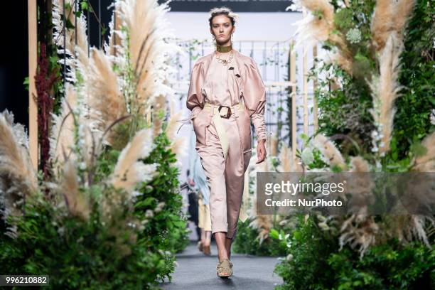 Model walks the runway at the 'Inunez' catwalk during the Mercedes-Benz Madrid Fashion Week Spring/Summer in Madrid, Spain. July 10, 2018.