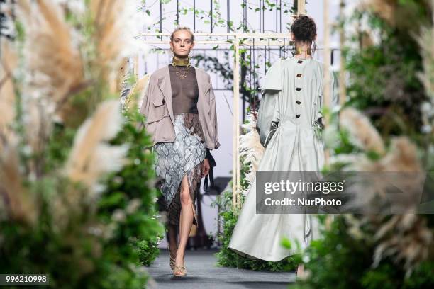 Model walks the runway at the 'Inunez' catwalk during the Mercedes-Benz Madrid Fashion Week Spring/Summer in Madrid, Spain. July 10, 2018.