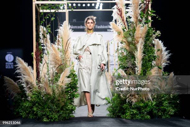 Model walks the runway at the 'Inunez' catwalk during the Mercedes-Benz Madrid Fashion Week Spring/Summer in Madrid, Spain. July 10, 2018.