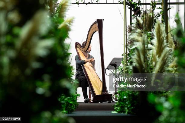 Model walks the runway at the 'Inunez' catwalk during the Mercedes-Benz Madrid Fashion Week Spring/Summer in Madrid, Spain. July 10, 2018.