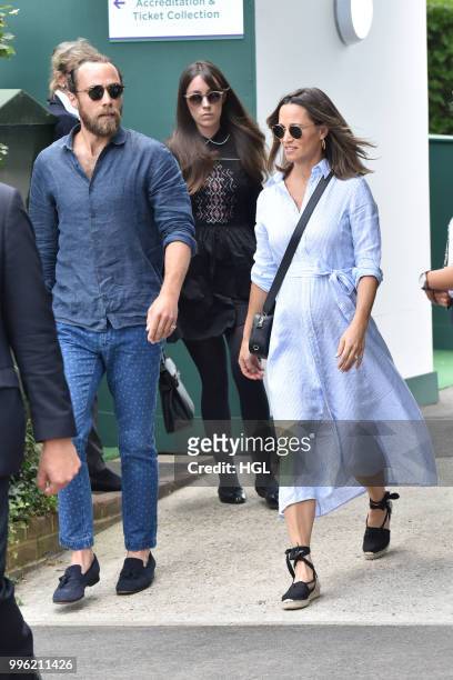 Pippa Middleton and James Middleton seen on day nine of The Championships at Wimbledon, London on July 11, 2018 in London, England.