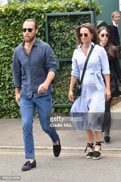 Pippa Middleton and James Middleton seen on day nine of The Championships at Wimbledon, London on July 11, 2018 in London, England.