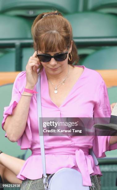 Darcey Bussell attends day nine of the Wimbledon Tennis Championships at the All England Lawn Tennis and Croquet Club on July 11, 2018 in London,...