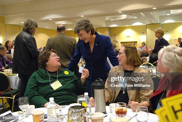 Rep. Heather Wilson, R-N.M., talks with Josephine White, left, of Santa Fe, and Carolyn Freeman of Bernalillo, at the state republican convention at...
