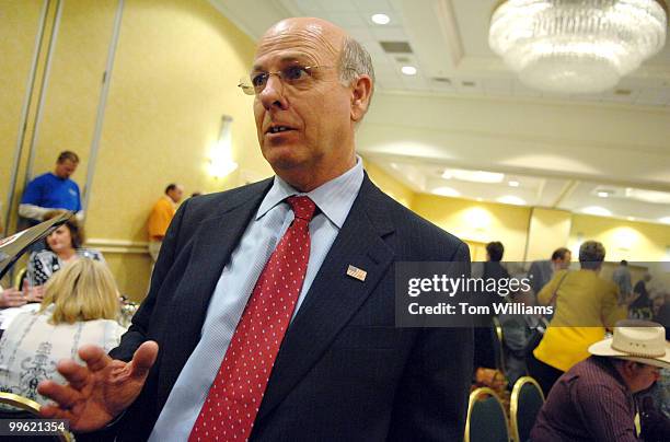 Rep. Steve Pearce, R-N.M., speaks to the media after winning the delegates' vote for republican Senate nomination at the state republican convention...