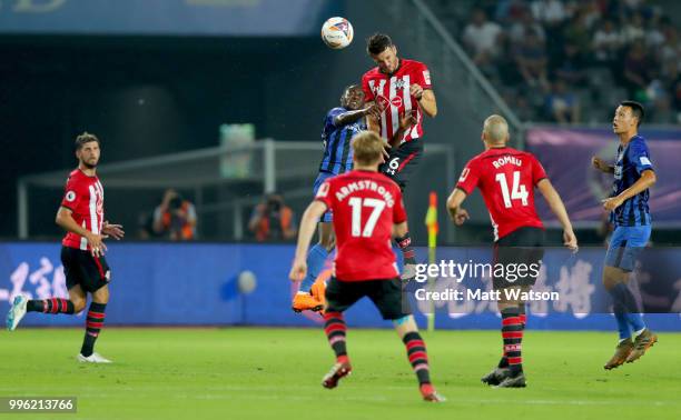 Wesley Hoedt of Southampton during the 2018 Club Super Cup pre-season match between Southampton FC and Jiangsu suning FC, on July 11, 2018 in Xuzhou,...