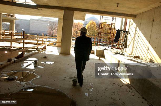 President of the Newseum, Peter Prichard, tours the location of the construction of the museum's new location on the corner 6th and Penna., NW.