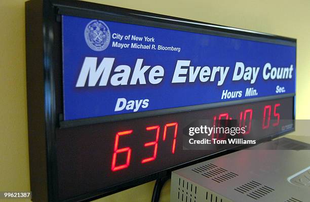 Sign that counts down the day of Mayor Mike Bloomberg's tenure, is on display in New York City's D.C. Office at 1301 Pennsylvania Ave.